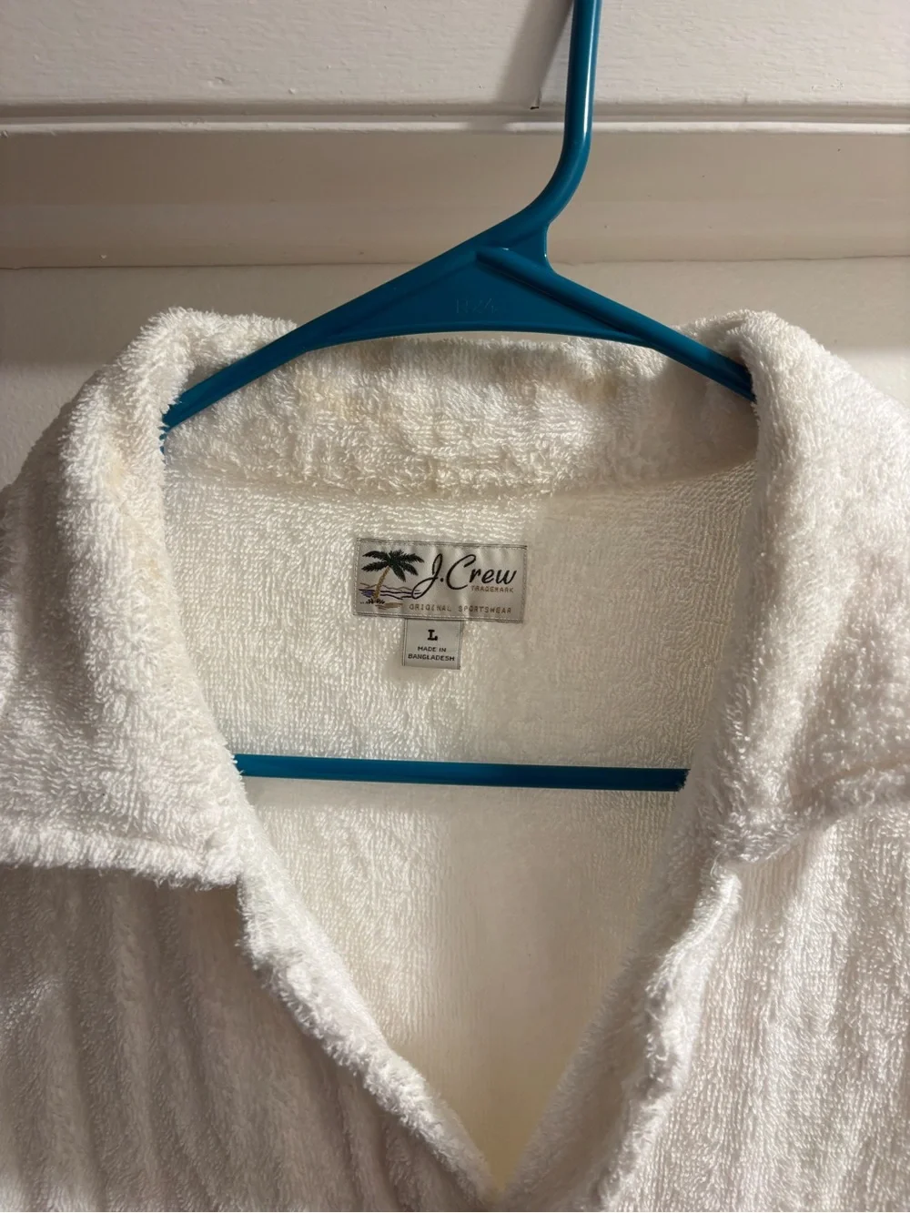 J. Crew Cream Terry Cloth Button-Up Shirt